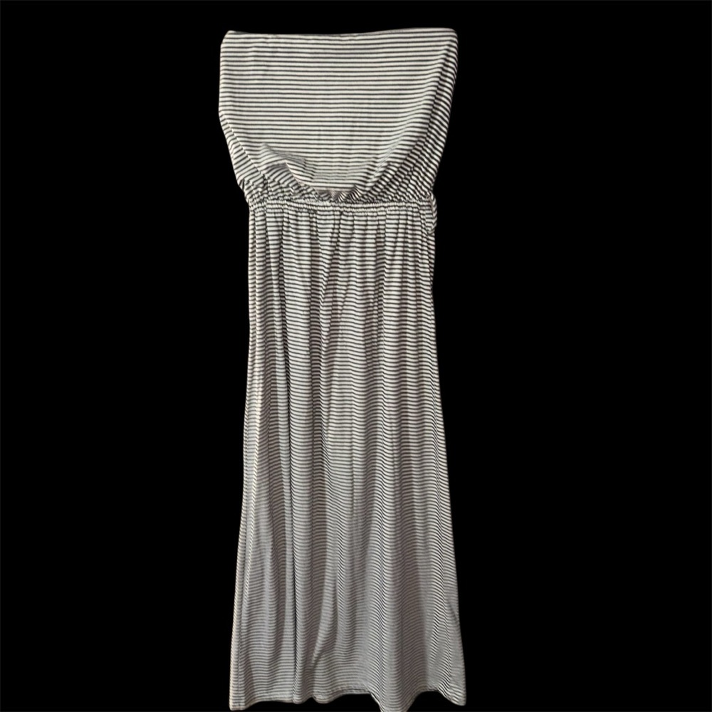 Belle Du Jour Striped Strapless Maxi Dress - Black & White 16